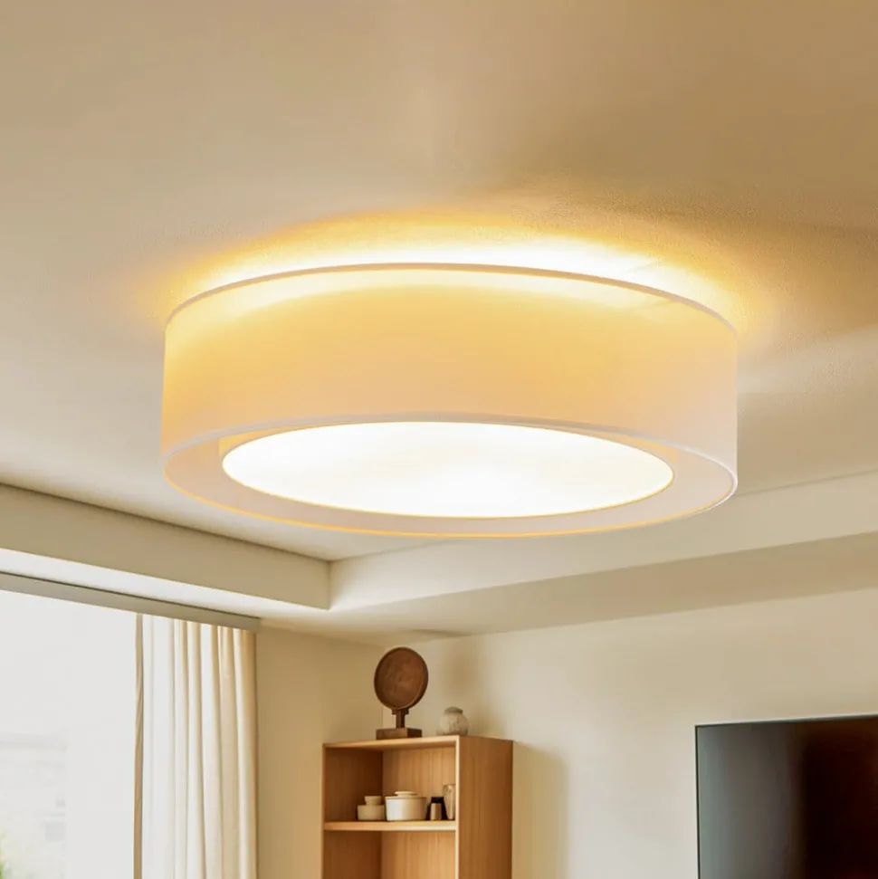 Euluna Tibu plafondlamp, textiel, Ø50cm, ecru