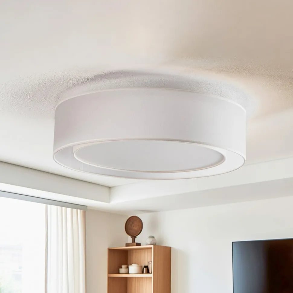 Euluna Tibu plafondlamp, textiel, Ø50cm, ecru