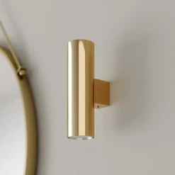 Euluna wandlamp Marion, messing hoogte 18 cm staal up/down