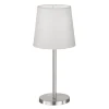 Eve tafellamp met stoffen kap, mat nikkel/wit