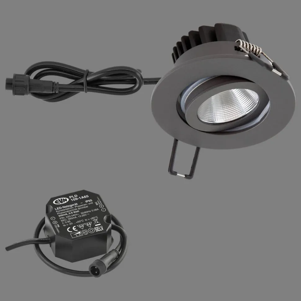EVN PC65 inbouwlamp rond, 3000K antraciet