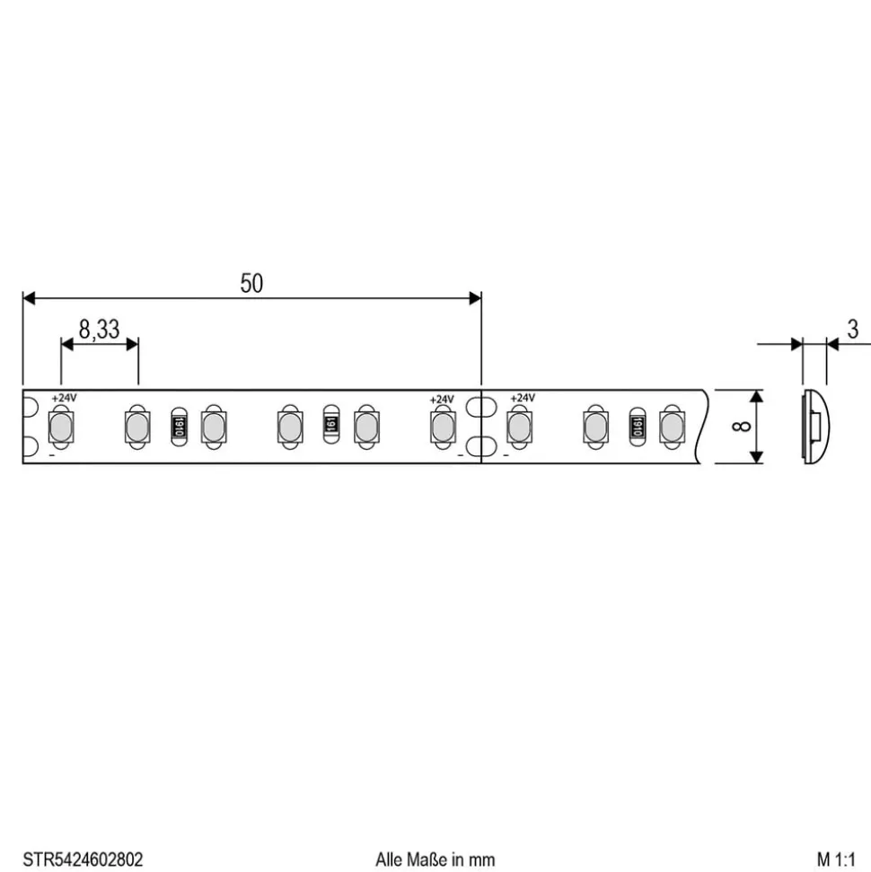EVN STR5424 LED strip IP54 5m 48W 3.000K