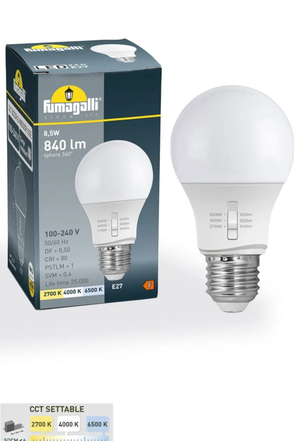 Fabio buitenwandlamp, zwart/helder, kunsthars, E27 CCT