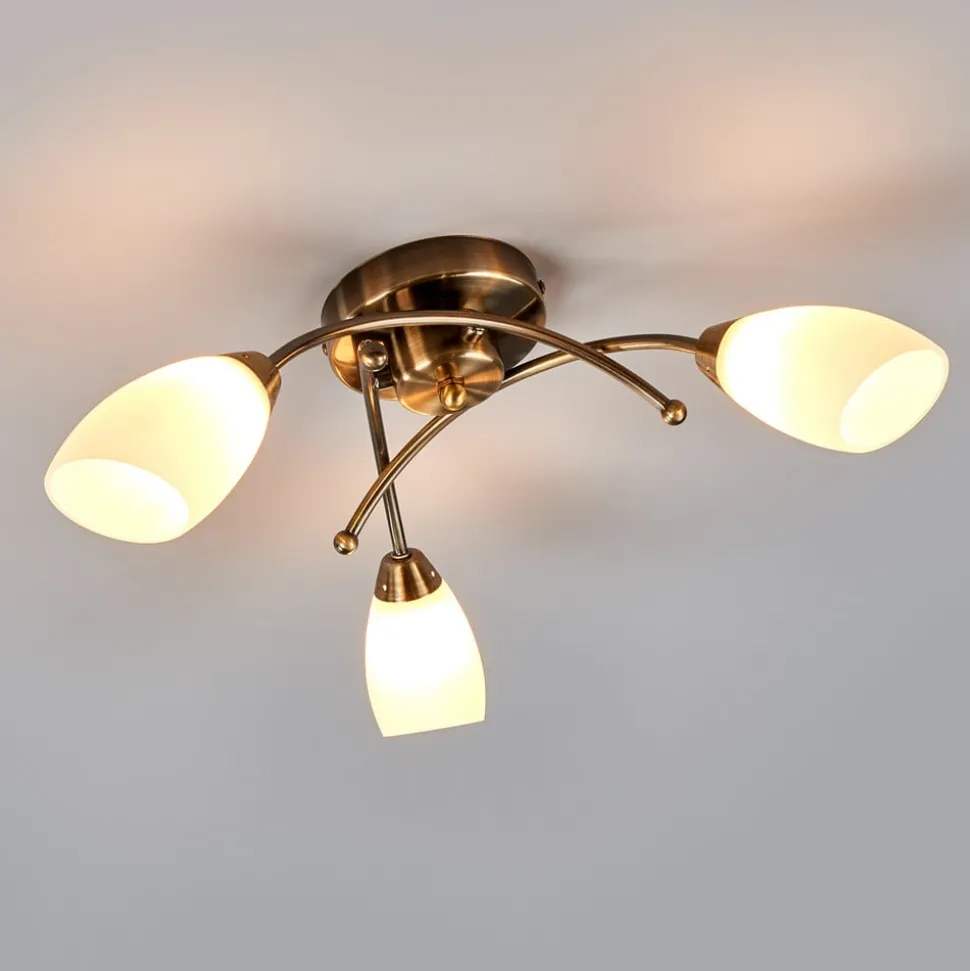 Fantastische plafondlamp OPERA, 3-li, antiek mess.