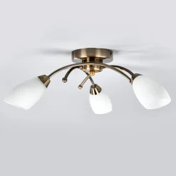 Fantastische plafondlamp OPERA, 3-li, antiek mess.