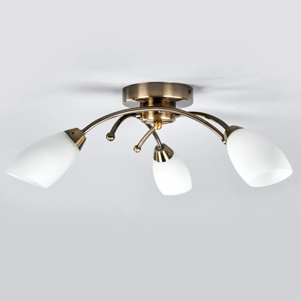 Fantastische plafondlamp OPERA, 3-li, antiek mess.