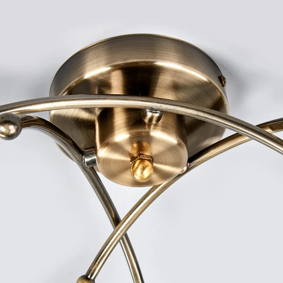 Fantastische plafondlamp OPERA, 3-li, antiek mess.