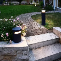 Faro LED sokkellamp, hoogte 25 cm, donkergrijs, DALI, 3.000K