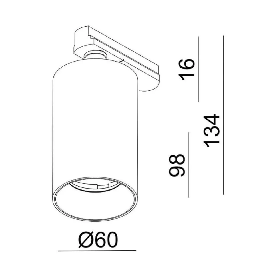 3-fasen railsysteem spot Can, zilver, aluminium, GU10, draaibaar gemonteerd