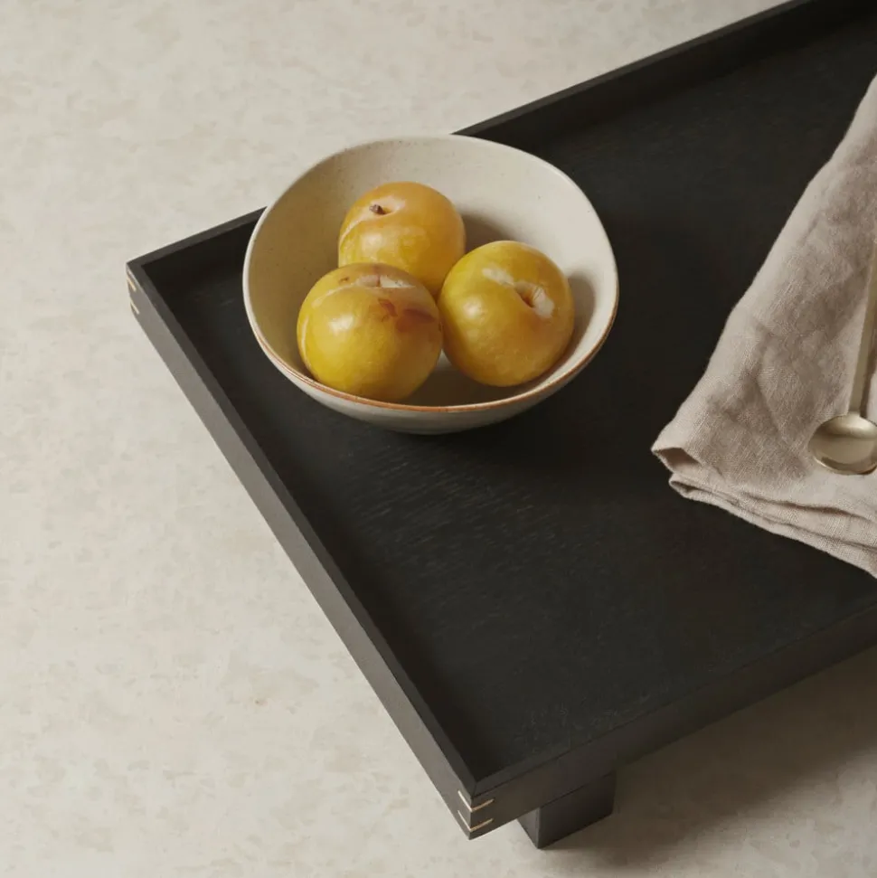 ferm LIVING Dienblad Bon Large, lengte 47 cm, zwart, hout