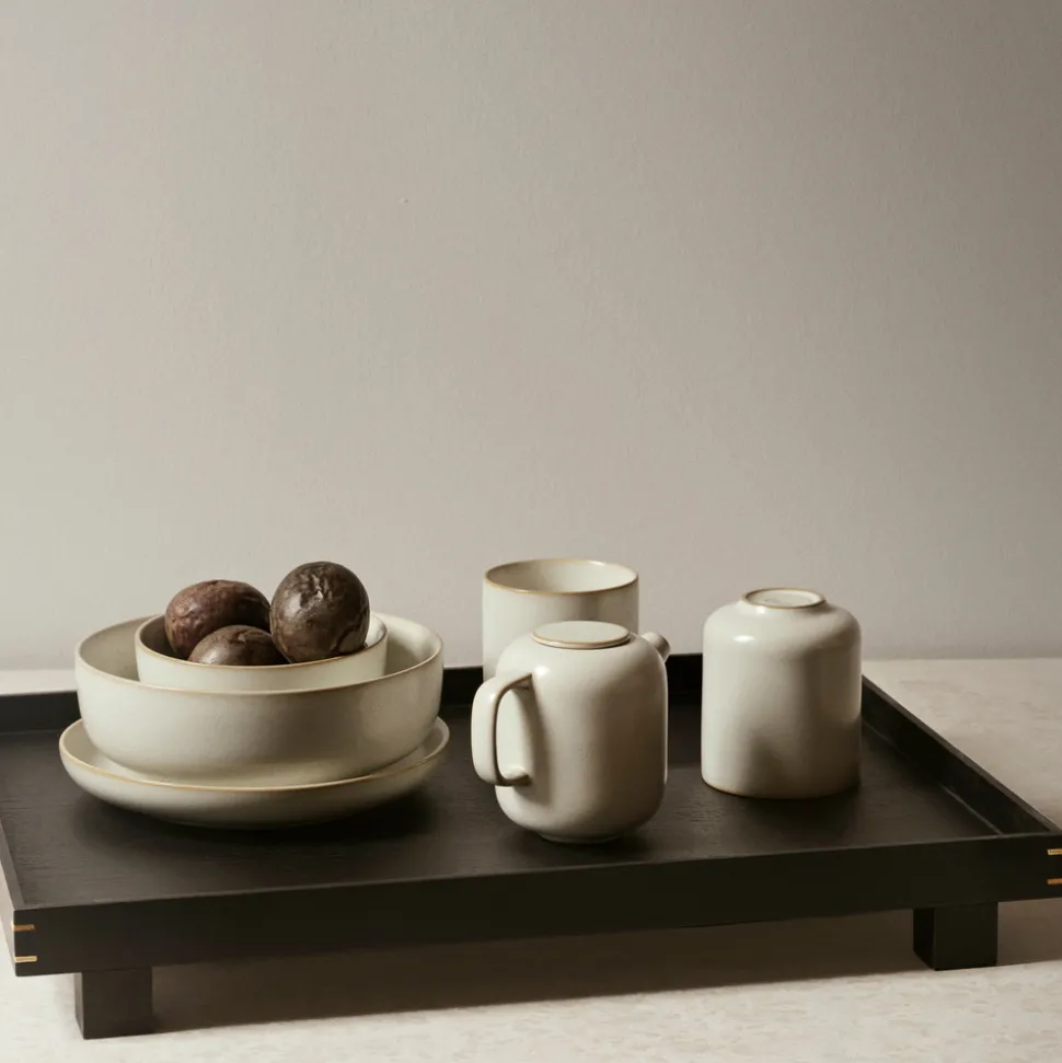 ferm LIVING Dienblad Bon Large, lengte 47 cm, zwart, hout