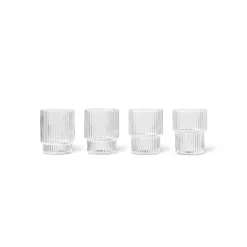 ferm LIVING Glas Ripple Small, helder, 60 ml, glas, set van 4