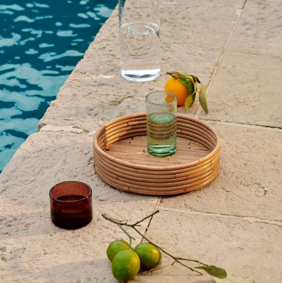 ferm LIVING Isola dienblad, rotan, handgemaakt, 2 stuks