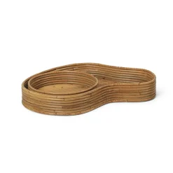 ferm LIVING Isola dienblad, rotan, handgemaakt, 2 stuks