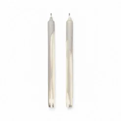 ferm LIVING Kaars Dryp, grijs, hoogte 30 cm, stearine, set van 2