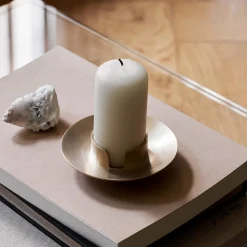 ferm LIVING Kandelaar Blok, gepolijst, messing, Ø 11 cm