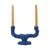 ferm LIVING Kandelaar Ditto Double, blauw, keramiek