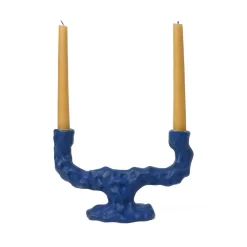 ferm LIVING Kandelaar Ditto Double, blauw, keramiek