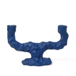 ferm LIVING Kandelaar Ditto Double, blauw, keramiek