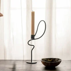 ferm LIVING Kandelaar Valse Tall, zwart, ijzer