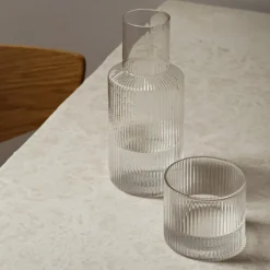 ferm LIVING karafset Ripple Small, helder, glas, 2-delig