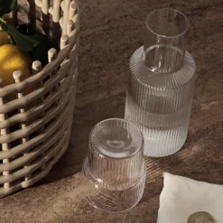 ferm LIVING karafset Ripple Small, helder, glas, 2-delig
