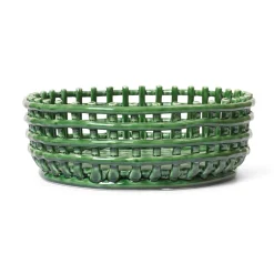 ferm LIVING Keramisch middenstuk mand, groen, Ø 29 cm, keramiek