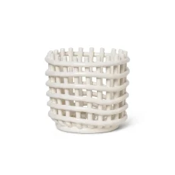 ferm LIVING Keramische mand, rond, Ø 16 cm, wit, keramiek