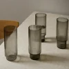 ferm LIVING longdrinkglas Ripple, grijs, 300 ml, glas, set van 4
