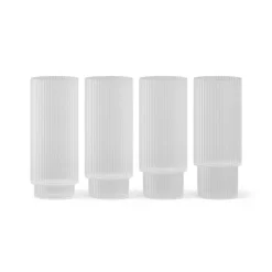 ferm LIVING longdrinkglas Ripple, wit, 300 ml, glas, set van 4