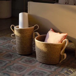 ferm LIVING Mand Verso, wit, zeegras, geweven, 2-delig