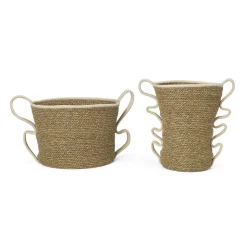 ferm LIVING Mand Verso, wit, zeegras, geweven, 2-delig