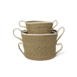 ferm LIVING Mand Verso, wit, zeegras, geweven, 2-delig