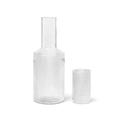 ferm LIVING Ripple karaf, helder, 1 liter, glas, mondgeblazen