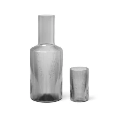 ferm LIVING Ripple karaf, grijs, 1 L, glas, mondgeblazen