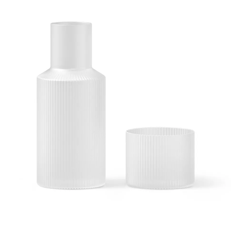 ferm LIVING Ripple Kleine karaf set, wit, glas, 2-delig