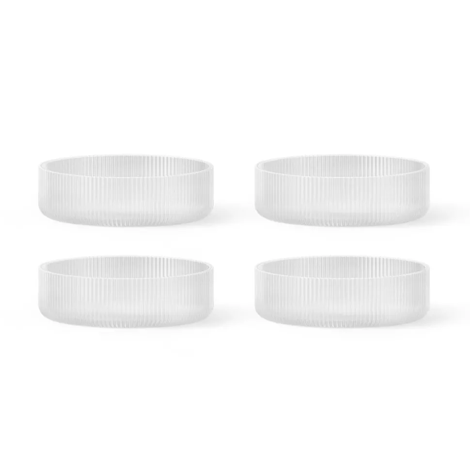 ferm LIVING Ripple serveerschaal, wit, Ø 12,2 cm, set van 4