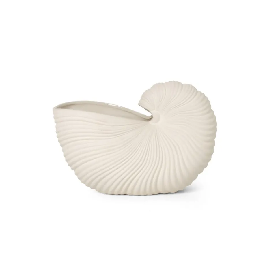 ferm LIVING Shell vaas, wit, breedte 31 cm, keramiek