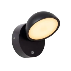 Finn LED wandlamp, zwart, IP54, dag-/nachtsensor