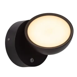 Finn LED wandlamp, zwart, IP54, dag-/nachtsensor