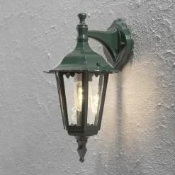 Firenze buitenwandlamp, groen, fitting onderaan, 36 cm
