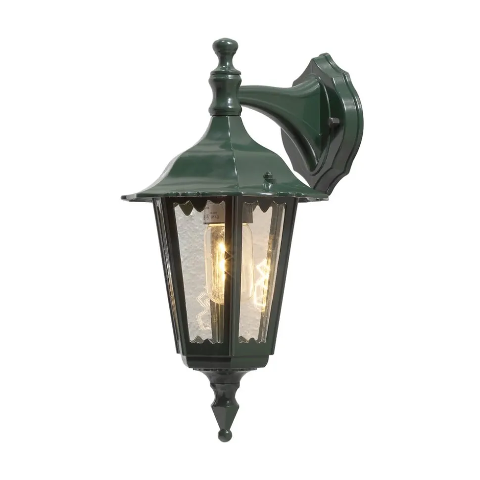 Firenze buitenwandlamp, groen, fitting onderaan, 36 cm