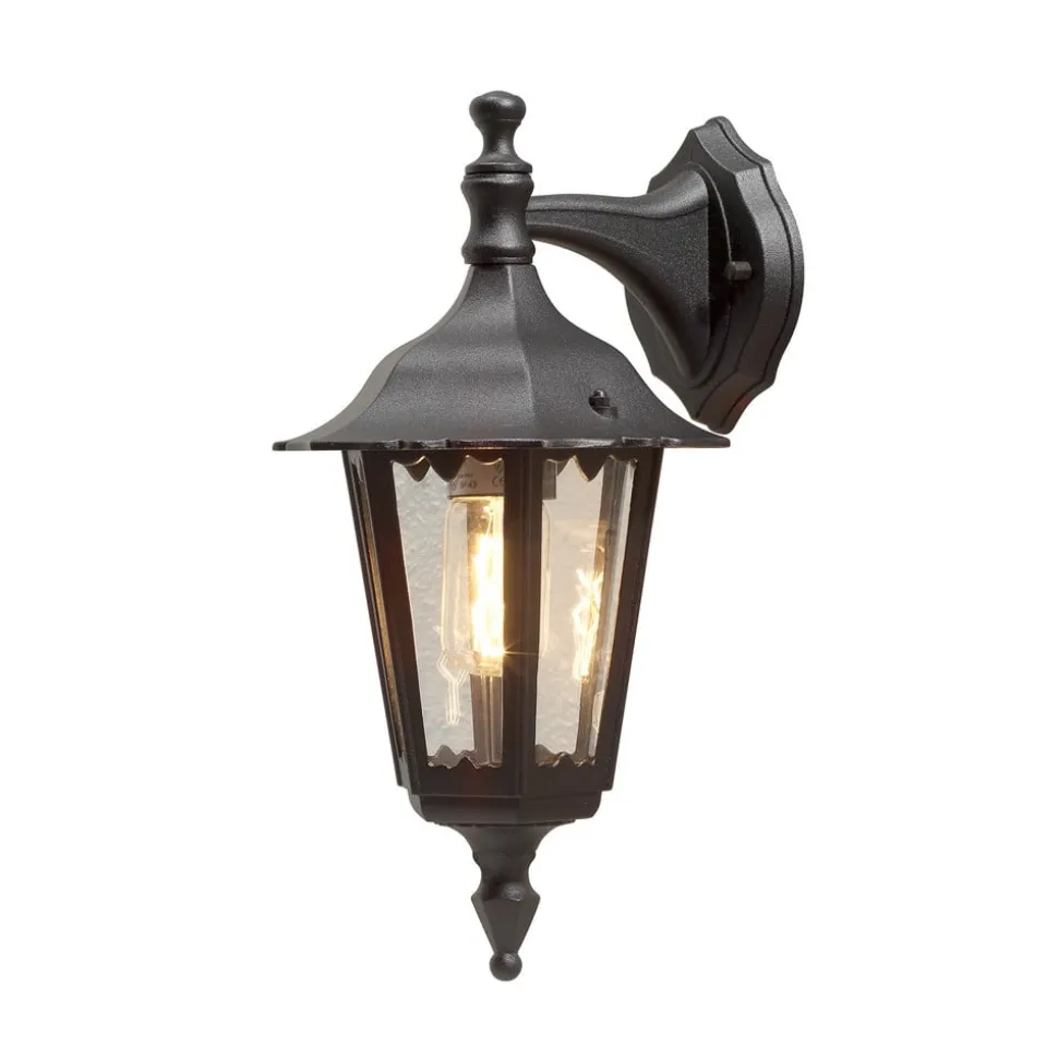 Firenze buitenwandlamp, zwart, fitting onderaan, 36 cm