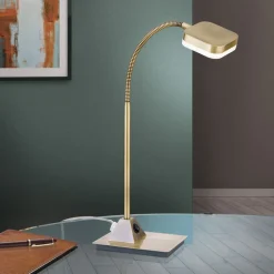 Flexibele LED-tafellamp Tobias, antiek messing