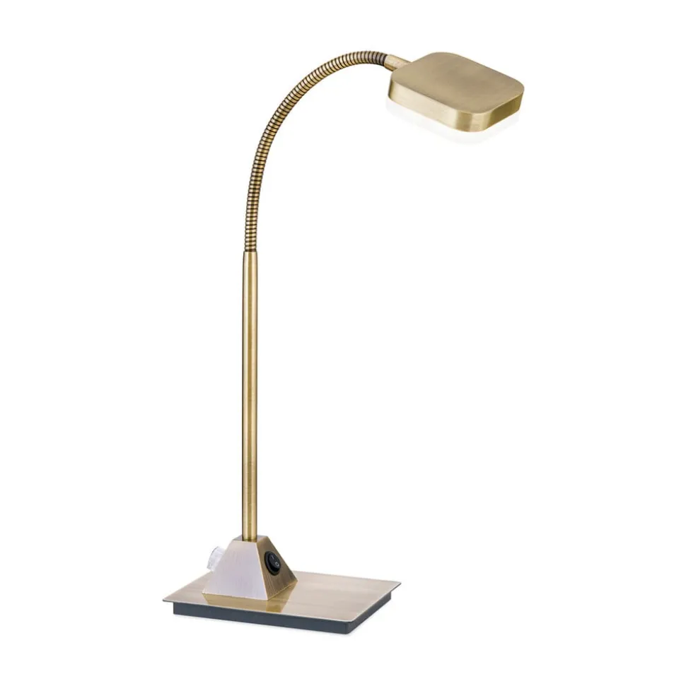 Flexibele LED-tafellamp Tobias, antiek messing