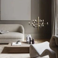 FLOS 2097/18 LED kroonluchter, mat, messing