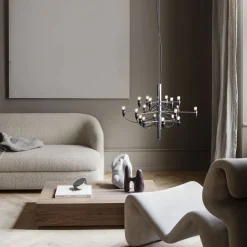 FLOS 2097/18 LED kroonluchter, mat, chroom