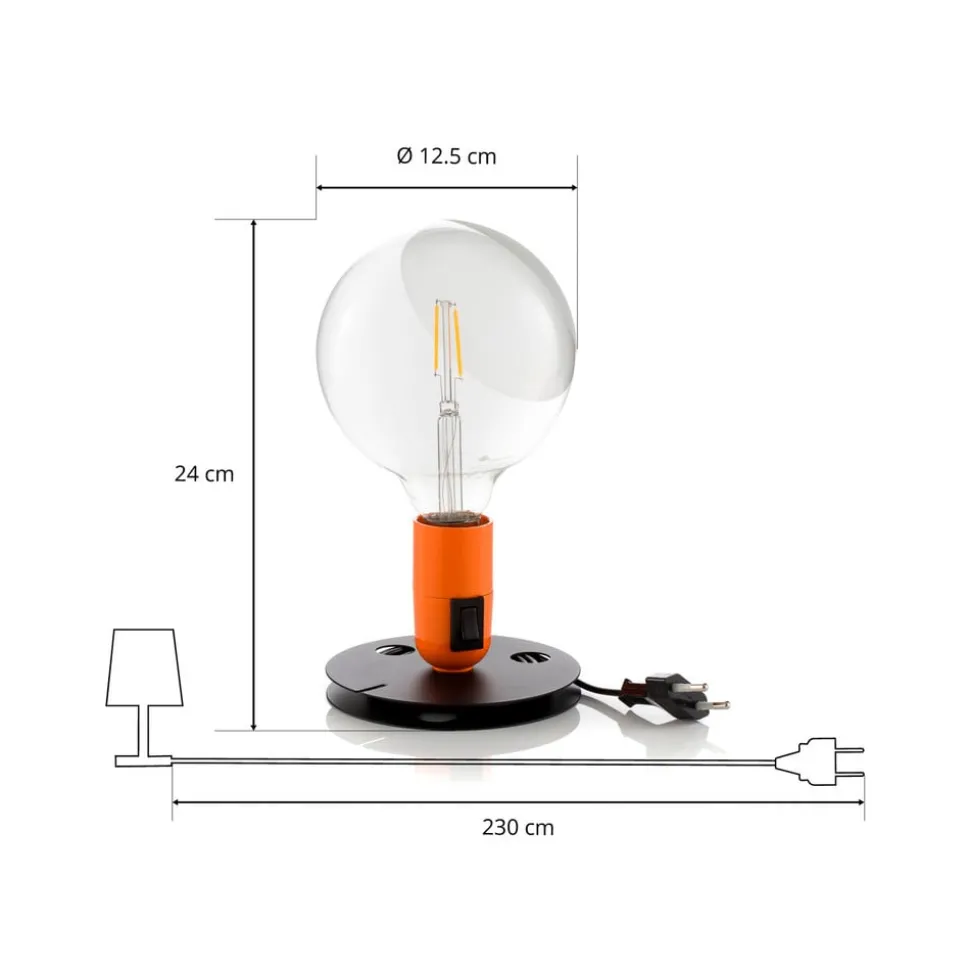 FLOS Lampadina LED tafellamp oranje, zwarte voet