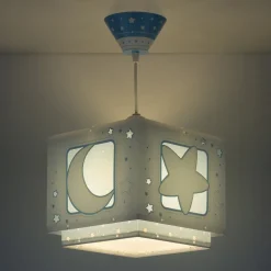 Fluorescerende hanglamp NACHTHIMMEL blauw