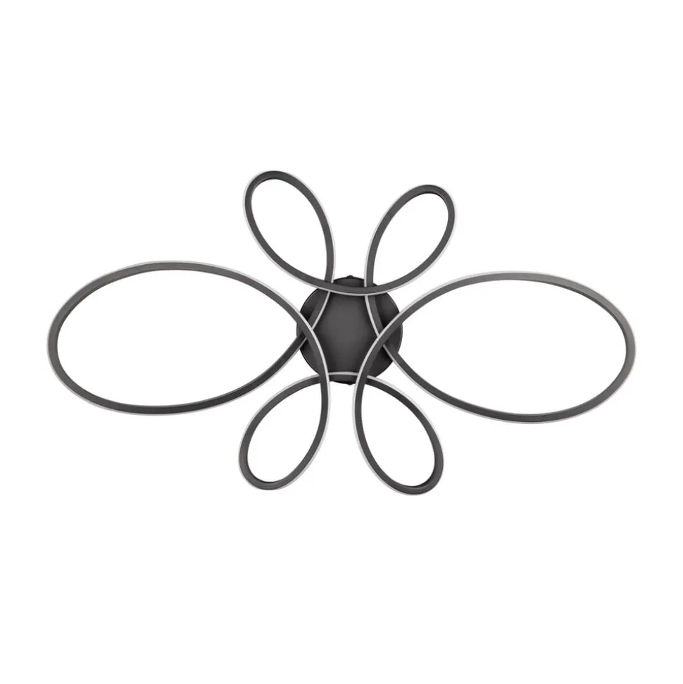 Fly LED plafondlamp, mat zwart, 3.000 K, 83 cm x 45 cm